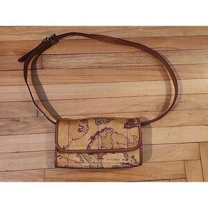 Alviero Martini 1A Classe Geo World Map Crossbody Shoulder Bag Italy